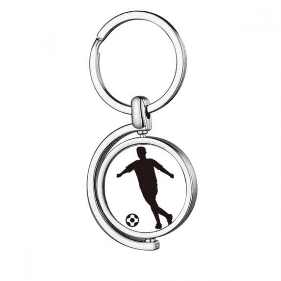 Sports Outline Football Soccer Rotating Keychain Metal Keyring Holder