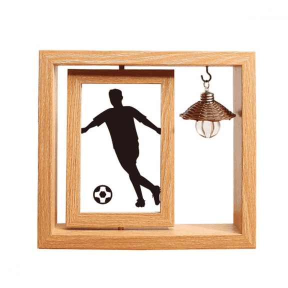 Sports Outline Football Soccer Wooden Rotating Picture Photo Frame 4x6