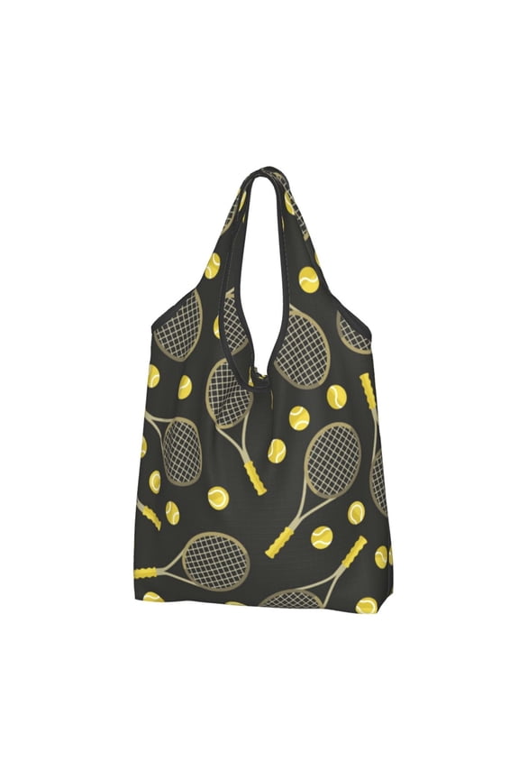 Sports Pattern Tennis Ball Reusable Grocery Bags Shopping Totes Foldable Washable Pouch Handbag Storage Bag