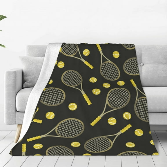 Sports Pattern Tennis Ball Throw Blanket Super Soft Lightweight Cozy Fluffy Plush Blanket for Bed Couch Sofa Chair 40x30