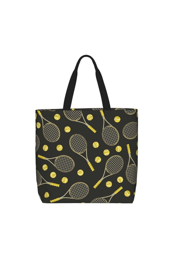 Sports Pattern Tennis Ball Tote Bag Reusable Shoulder Handbag Top Handle Purse for Shopping Work