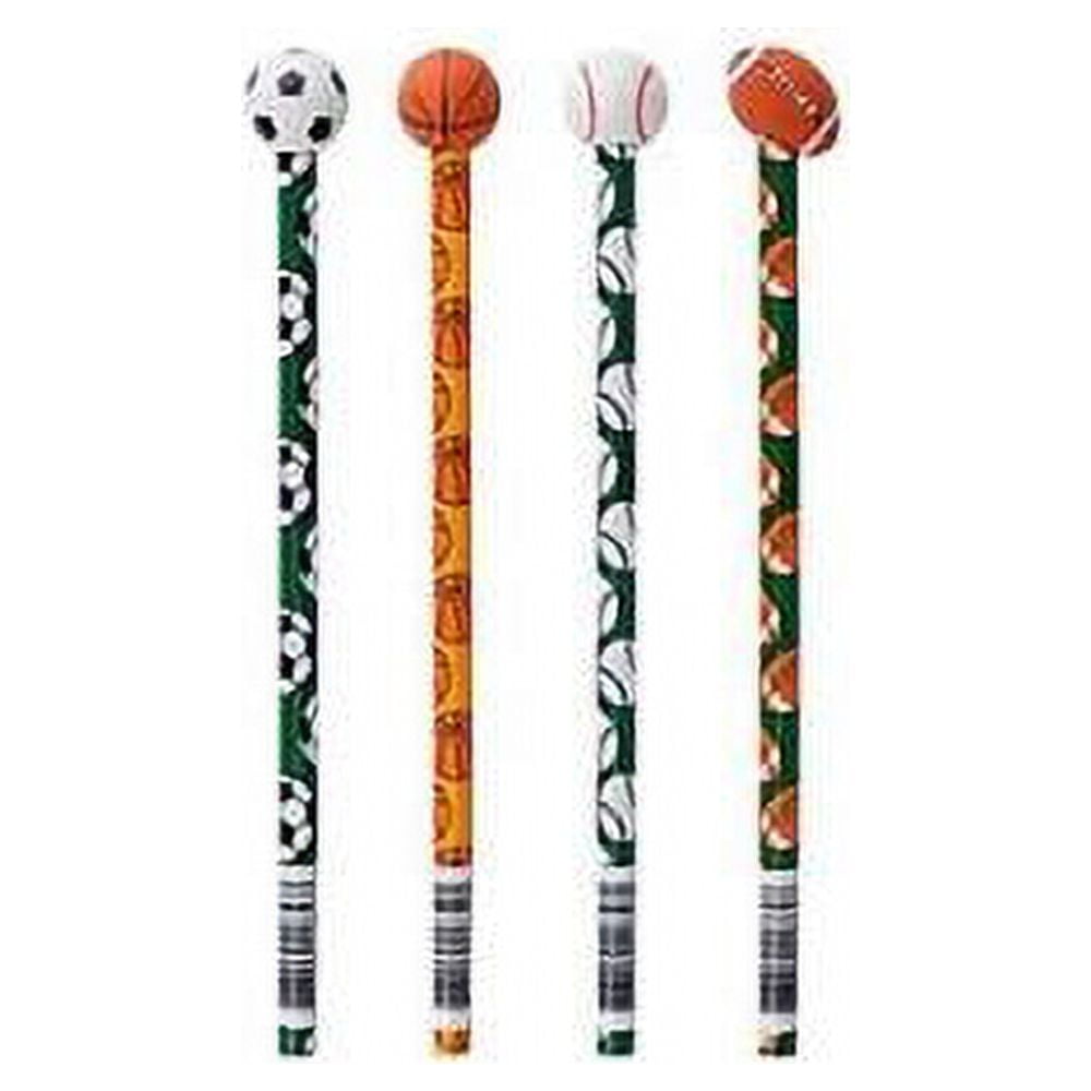 Sports Pencils With Ball Eraser - 12 Pieces