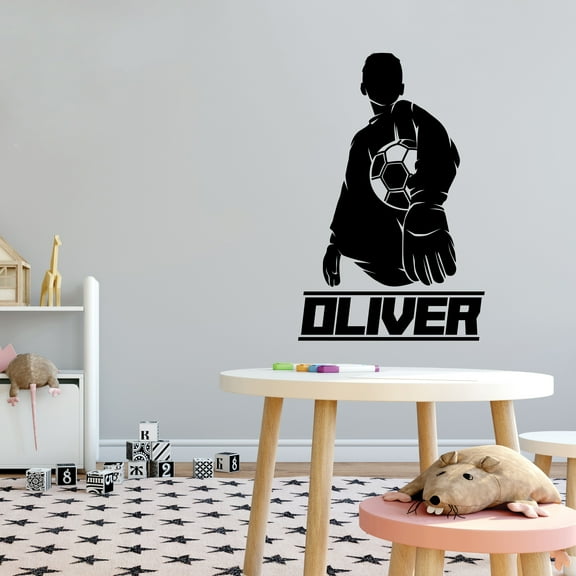 Sports Personalized Wall Decals for Boys Bedroom - Basketball Holding Ball in Arms With Attitude Player DIY & Creativity Custom Name Wall Sticker - Size: 24 In x 40 In