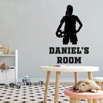 Sports Personalized Wall Decals for Boys Bedroom - Female Soccer Player Holding Ball in Her Arms DIY & Creativity Custom Name Wall Sticker - Size: 7 In x 10 In