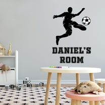 Sports Personalized Wall Decals for Boys Bedroom - Soccer Player Bicycle Kick DIY & Creativity Custom Name Wall Sticker - Size: 7 In x 10 In