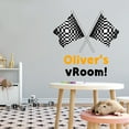thumbnail image 1 of Sports Personalized Wall Decals for Boys Bedroom - Waving Checkered Flags DIY & Creativity Custom Name Wall Sticker - Size: 18 In x 20 In, 1 of 4