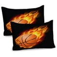 thumbnail image 1 of Sports Pillow Sham Set of 2, Basketball Lover Ball Speed Shoot Hoops Sporty Fun Art Print, Quality Microfiber Bedding Item for All Seasons, 26" x 20", Orange Black, by Ambesonne, 1 of 3