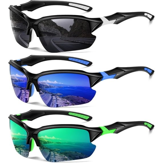 Sports Polarized Sunglasses for Men Cycling Running Fishing UV Protection Sun Glasses Lightweight Half Frame Goggles