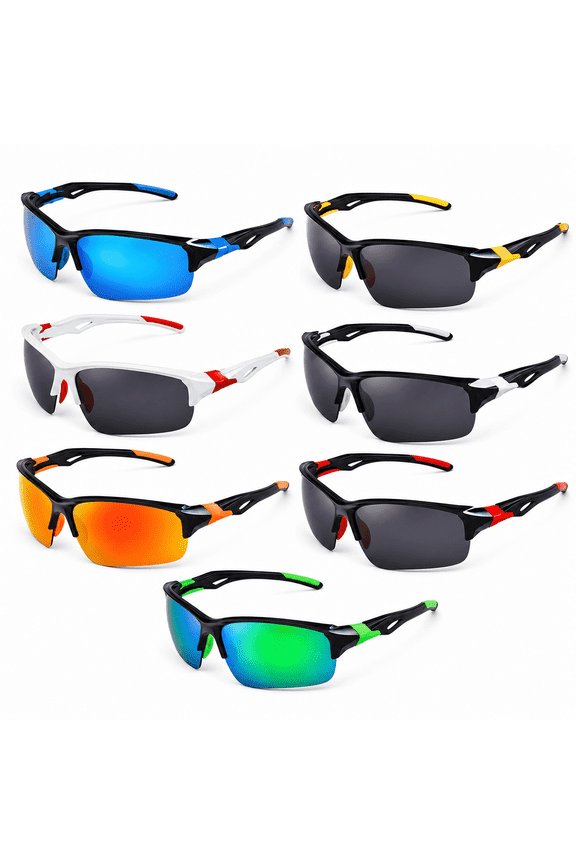 Sports Sunglasses for Men, Polarized Lightweight Half Frame Design with UV Protection for Cycling, Running and Fishing