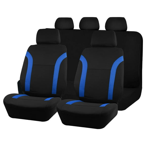 Sports Polyester Car Seat Cover Set Plain Fabric Bicolor Stylish Car Seat Protect