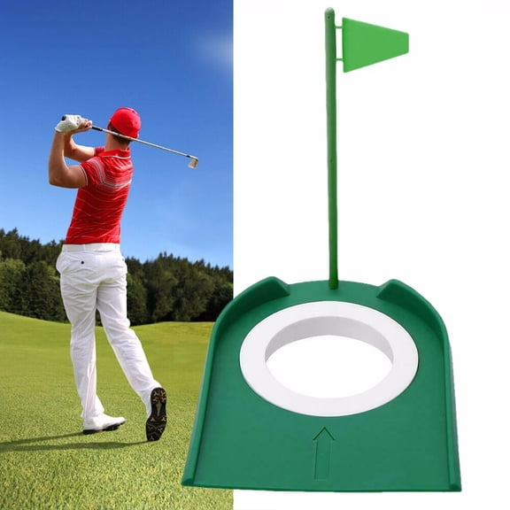 Sports Practice Putting Set for Indoor Outdoor Training with Hole Cup and Flag | Putter Training Aid for Precision and -Based Games, 18cm×17.5cm, Green