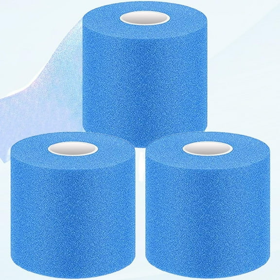 Sports Pre-Wrap Tape, 3 Rolls of Blue Pre-Wrap Headbands, Foam Base Wrap Sports Wrap