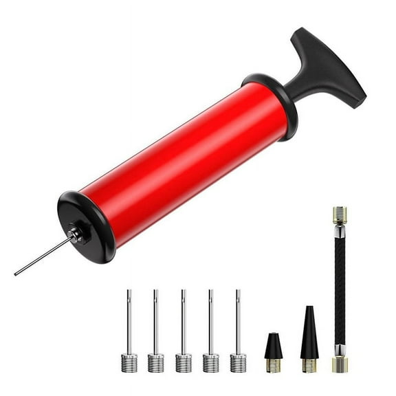 Soccer Ball Pump Ball Pump Compact Sports Ball Pump Set with 5 Needles, Nozzle & Hose - Portable Push