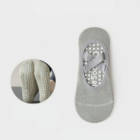 Sports Quality Solid Color Cotton Breathable Gym Pilates Socks Anti-Slip Sports Socks Bandage Yoga Socks GREY
