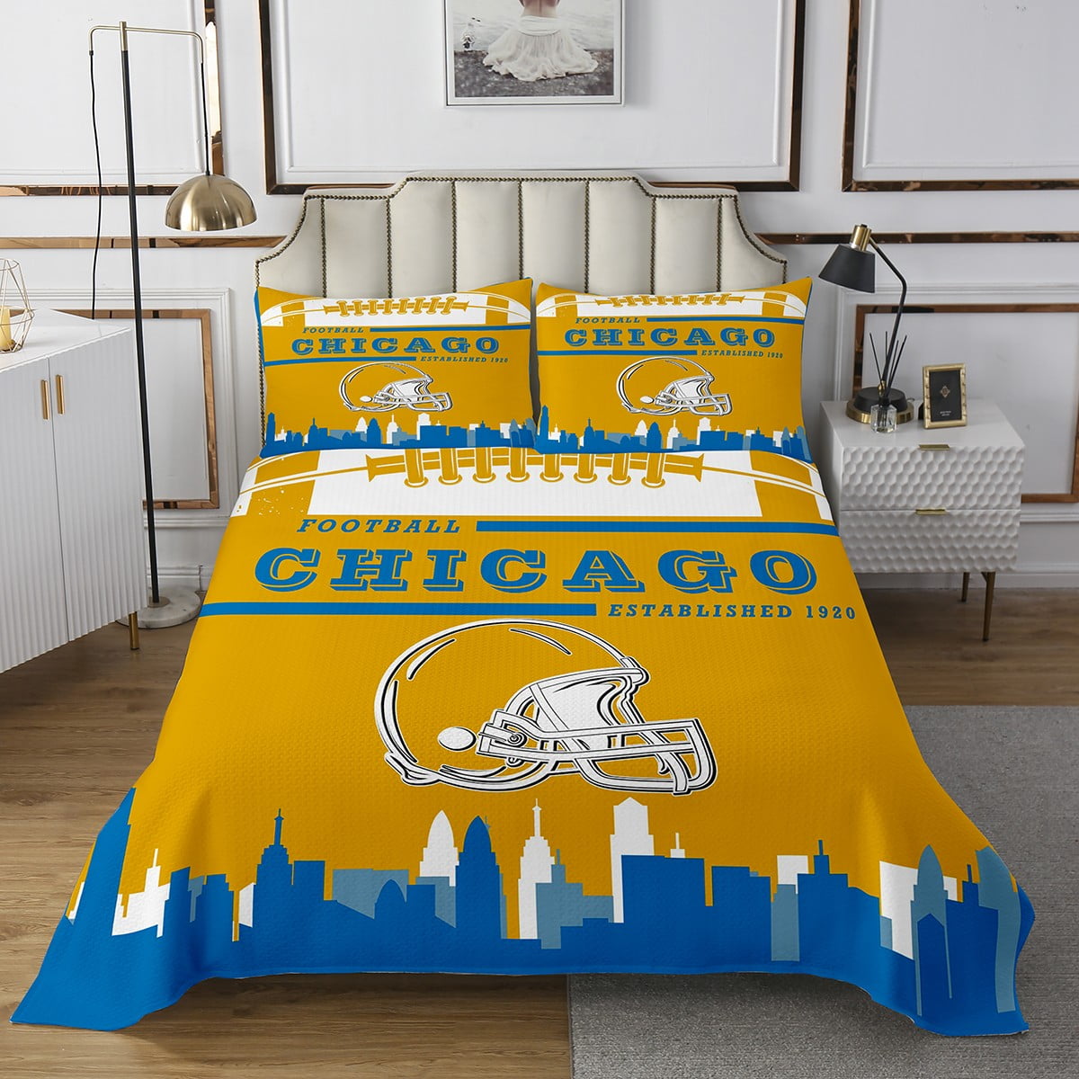 Rugby Ball American Football Print Pattern Bed Set Quilt