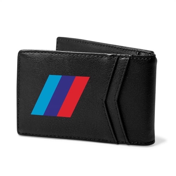 Sports Racing Strap Flag Black PU Leather Slim RFID Resistant Bi-fold Men Wallet