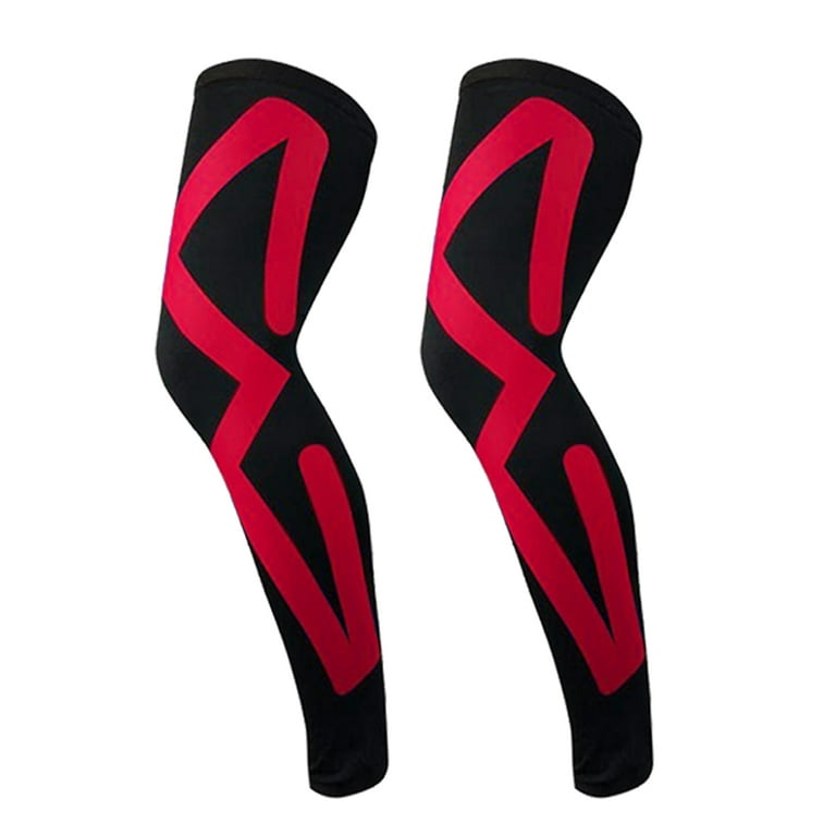 Sports Recovery Compression Full Leg Sleeves (Large, Red) 