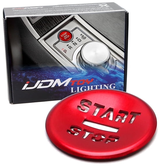 Sports Red Aluminum Engine Start/Stop Push Button w/Laser CNC Cut-Through Lettering Decoration Trim For Jaguar 2008-2015 XF (X250)