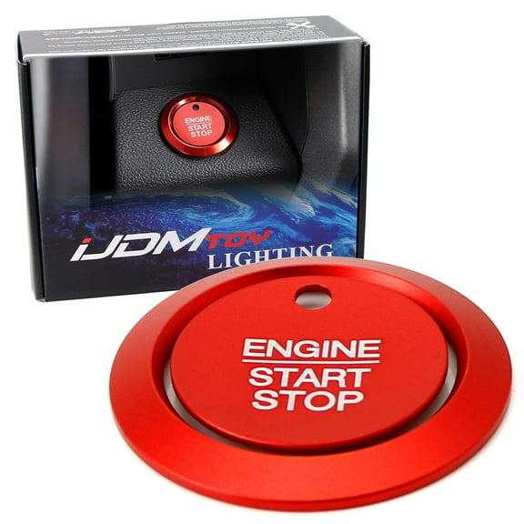 Sports Red Aluminum Keyless Engine Push Start Button w/Surrounding Ring Trim For Ford F-150 Raptor Explorer Fusion Expedition Edge Taurus, etc