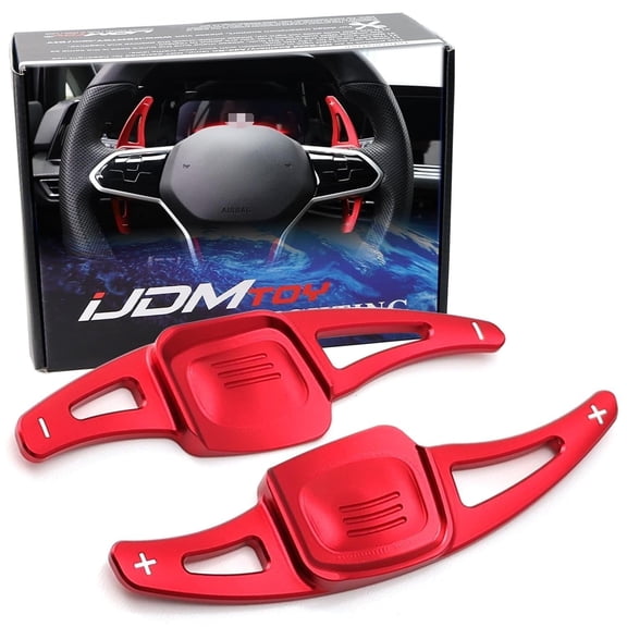 Sports Red CNC Billet Aluminum Larger Paddle Shifter Extensions For Volkswagen 2022-up MK8 Golf GTI Golf-R e-Golf, etc