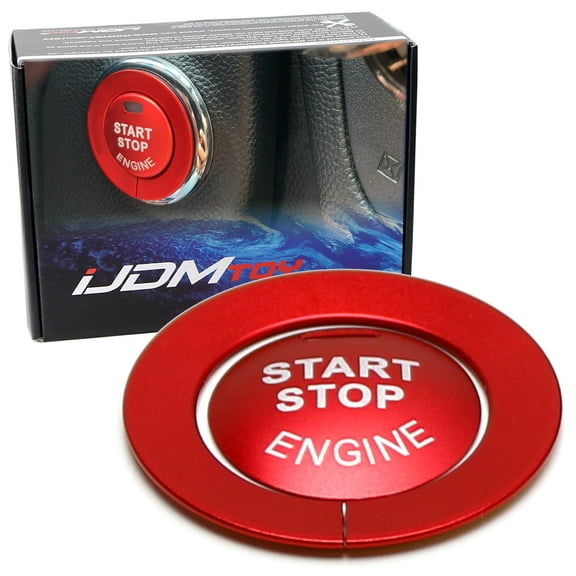 Sports Red Engine Start/Stop Push Start Button Decoration Cover & Surrounding Ring Trim, For Nissan Altima Maxima Pathfinder Titan Murano Infiniti Q50 Q60 QX60, etc