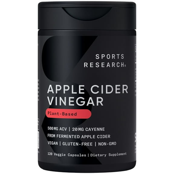 Sports Research® Apple Cider Vinegar 520mg Organic Cayenne Pepper Non-GMO (120 Capsules)