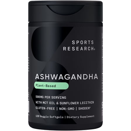 Sports Research® Ashwagandha 500mg - Natural Stress & Anxiety Support Supplement (120 Veggie Softgels)