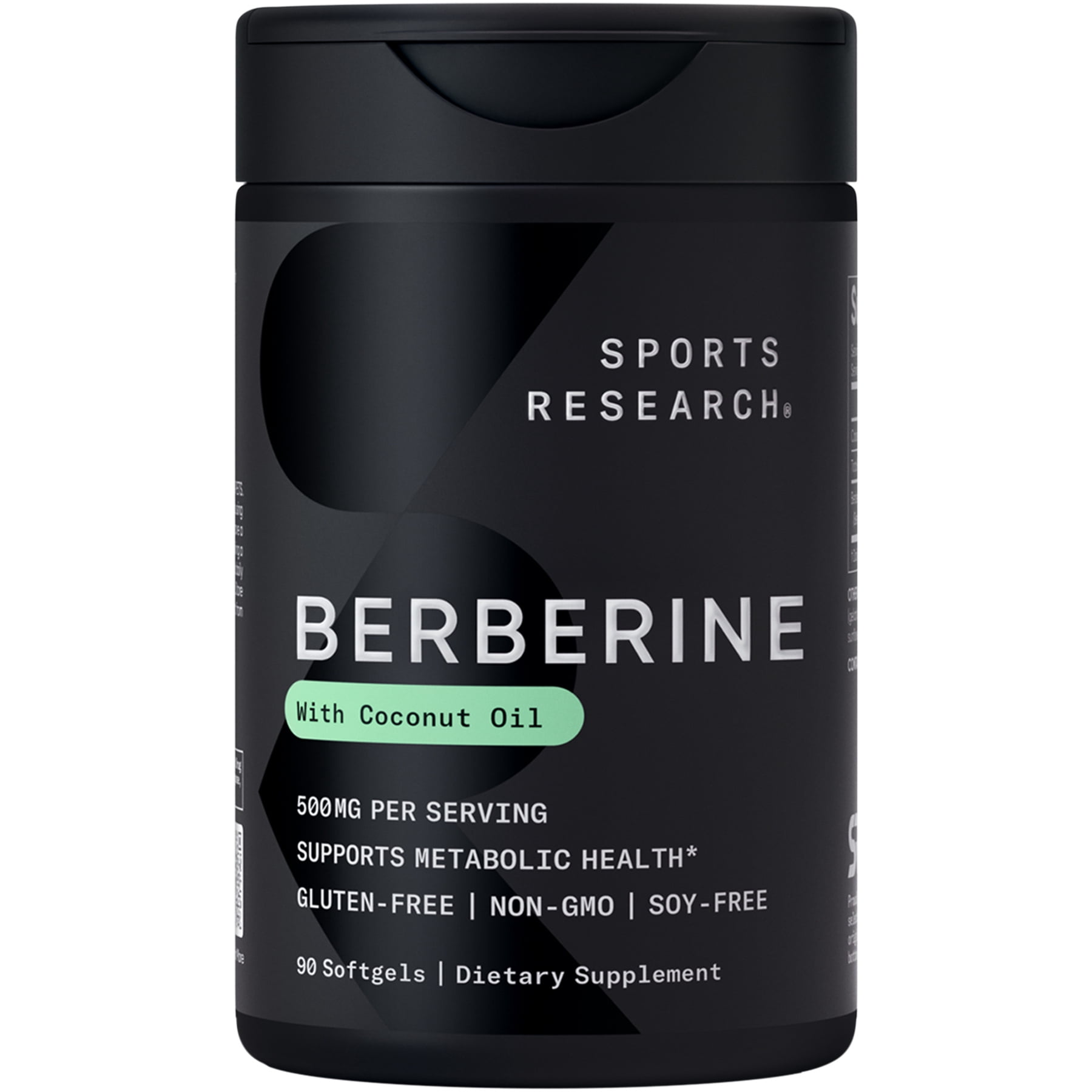 Sports Research® Berberine Coconut Oil Herbal Ayurvedic Metabolic Health Support 500mg (90 Softgels)