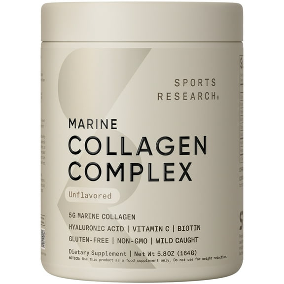 Sports Research® Collagen Beauty Complex Unflavored Hyaluronic Acid Biotin Non-GMO (30 Servings)
