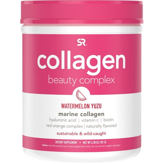 Sports Research® Collagen Beauty Complex Watermelon Yuzu Hyaluronic Acid Biotin (30 Servings)