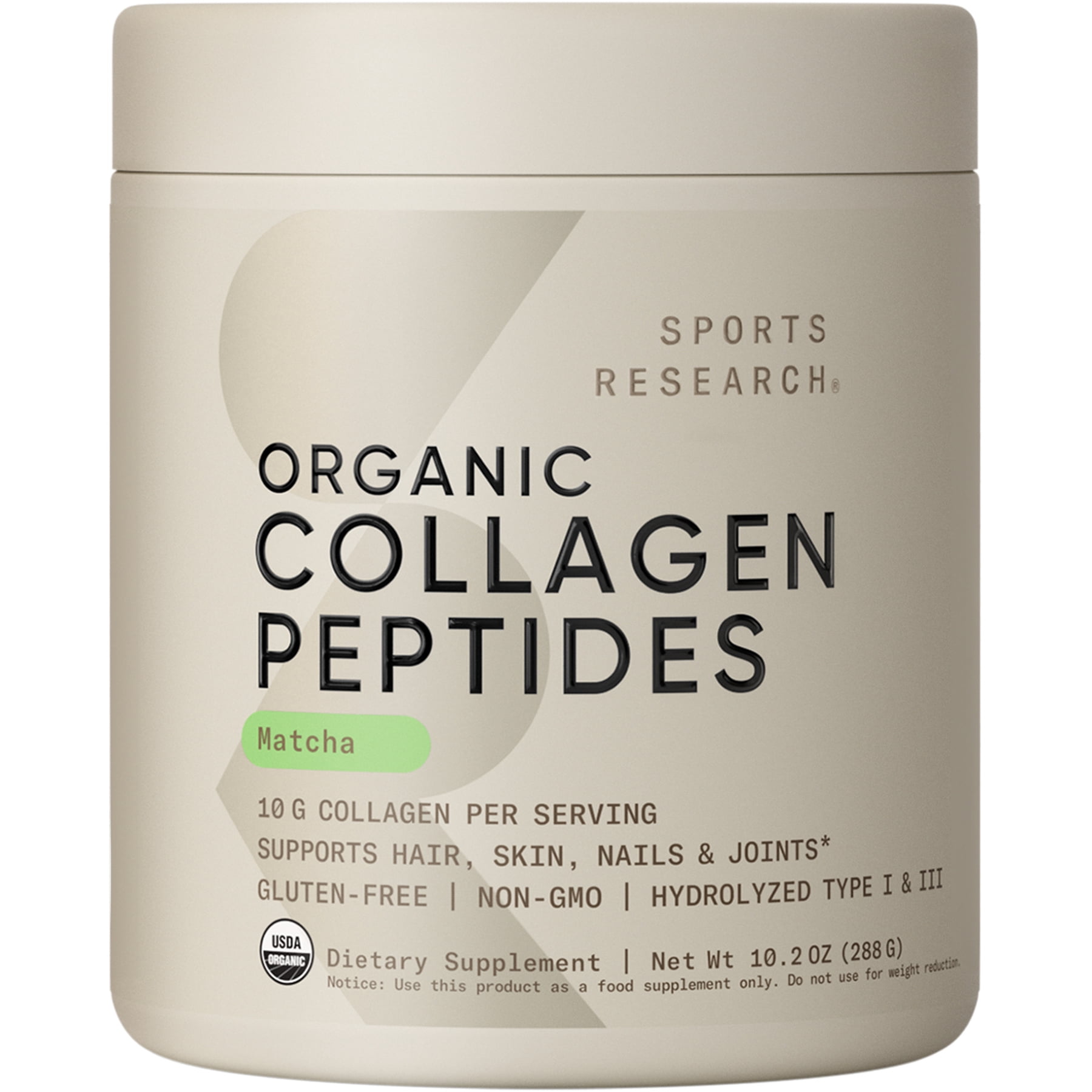 Sports Research® Collagen Peptides Matcha Green Tea  Hydrolyzed Supplement 10.16oz (24 Servings)
