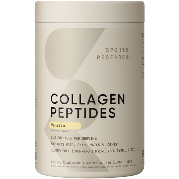 Sports Research® Collagen Peptides Protein Powder, Vanilla (16.93oz)