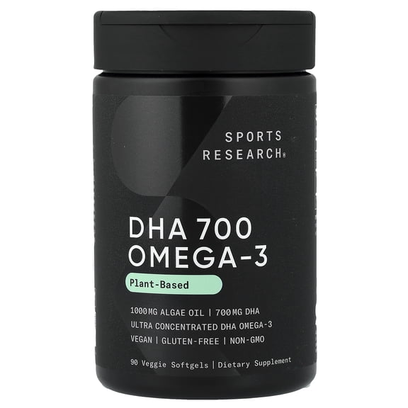 Sports Research DHA 700 Omega-3, Plant-Based, 90 Veggie Softgels
