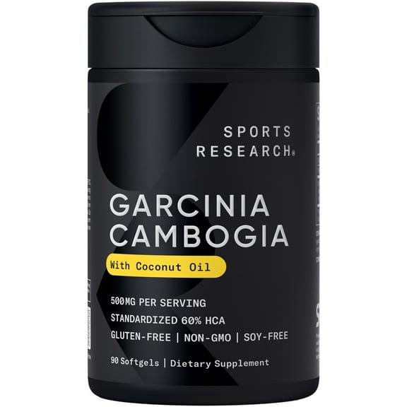 Sports Research® Garcinia Cambogia 60% 500mg w/ Organic Coconut Oil  Non-GMO (90 Softgels)