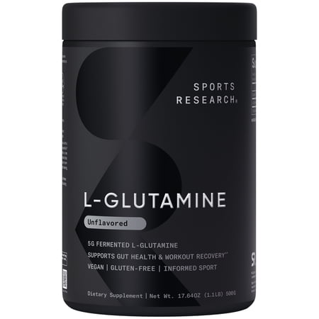 Sports Research® SR L-Glutamine Workout Recovery Immune Health Gut Health IBS 5g Per Serving