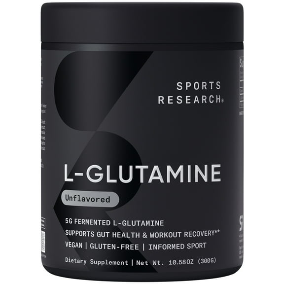 Sports Research SR L-Glutamine Workout Recovery Immune Health Gut Health IBS 5g Per Serving