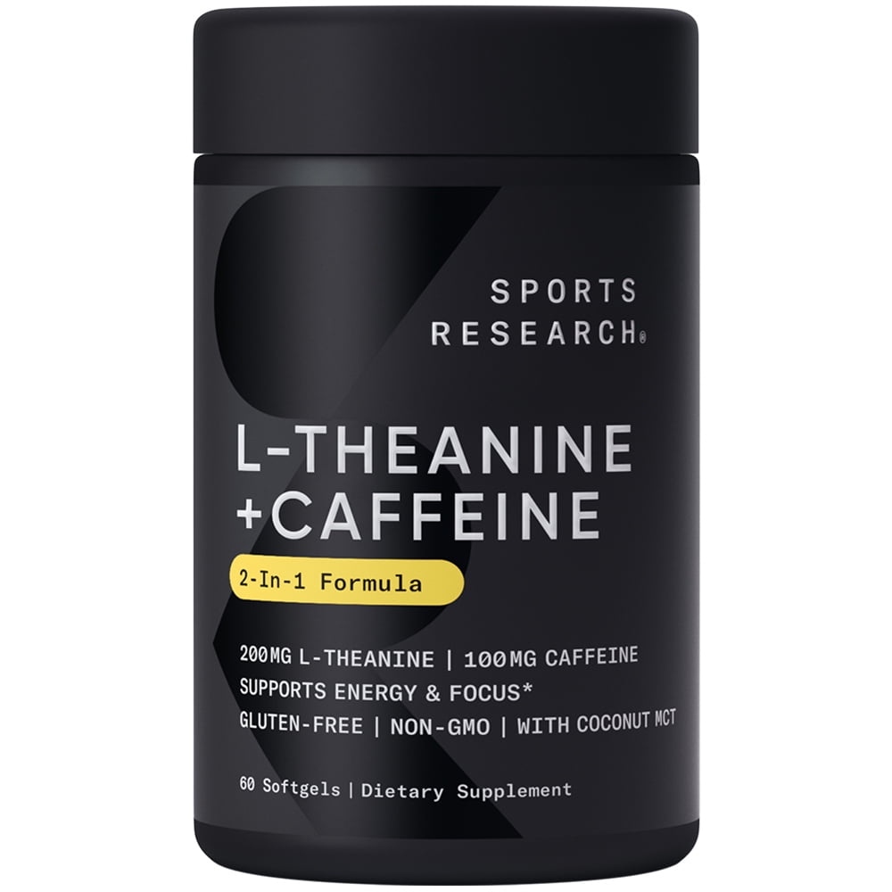 Sports Research LTheanine & Caffeine with MCT Oil, 60 Softgels