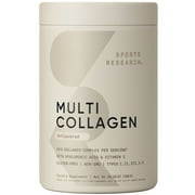 Sports Research  Multi Collagen Protein Powder Type I, II, III, V, X + Hyaluronic Acid + Vit. C 30 Servings