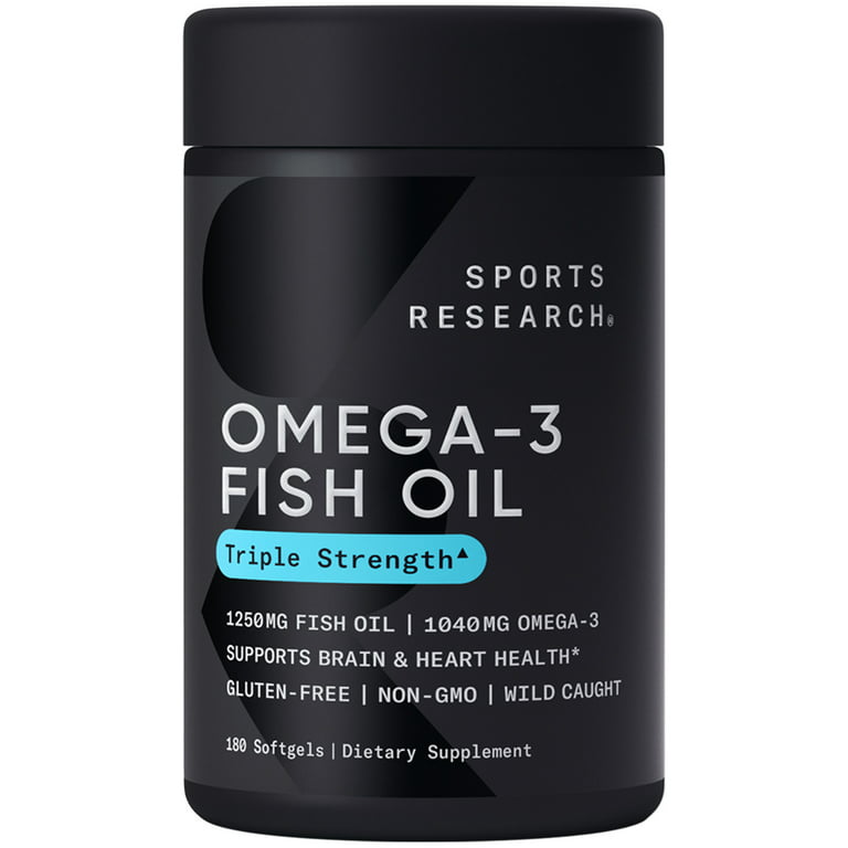 Sports Research Omega-3 Wild Alaskan Fish Oil 1250mg/Capsule, 180ct 