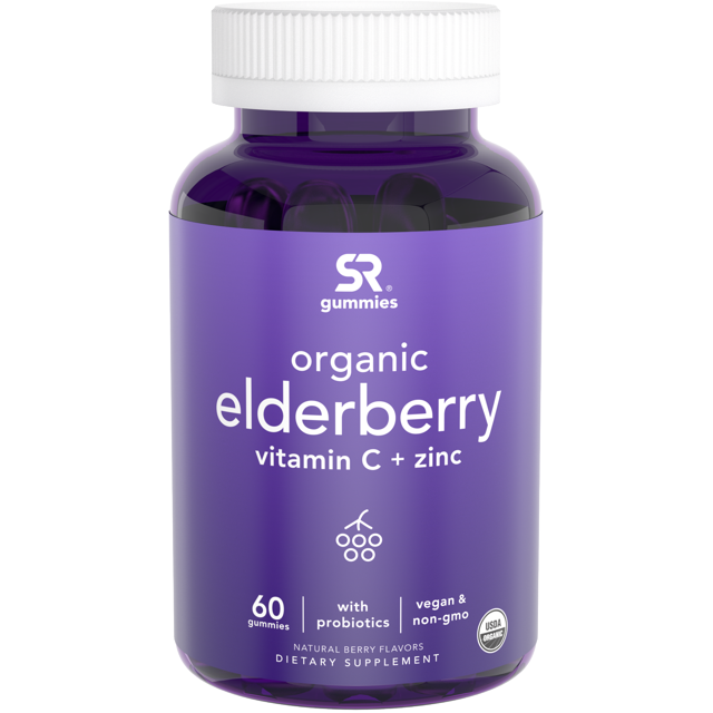 Sports Research Organic Elderberry, Vitamin C + Zinc, Natural Berry