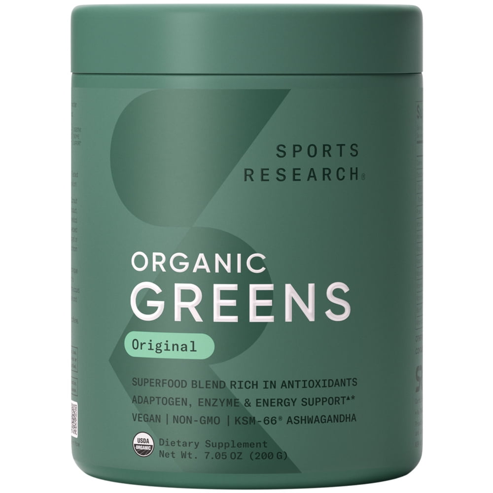 Sports Research Organic Greens Original - Superfood Powder for Energy & Detox (20 Servings)