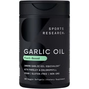 Sports Research  Odorless Garlic Oil Pills 1000mg with Parsley & Chlorophyll 150 V-Softgels