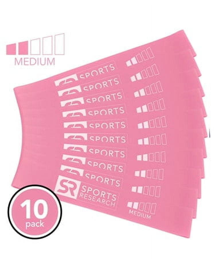 Sports Research Premium Resistance Mini-Loop Bands - 10 Pack (Pink (Medium))