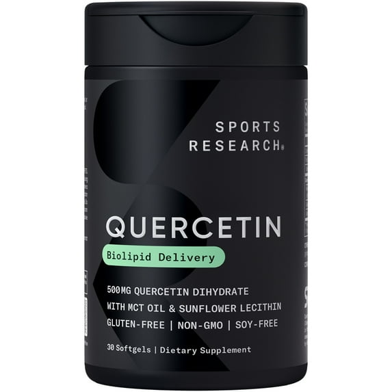 Sports Research® SR Quercetin + Coconut MCT Oil & Sunflower Lecithin Better Absorption (30 Softgels)