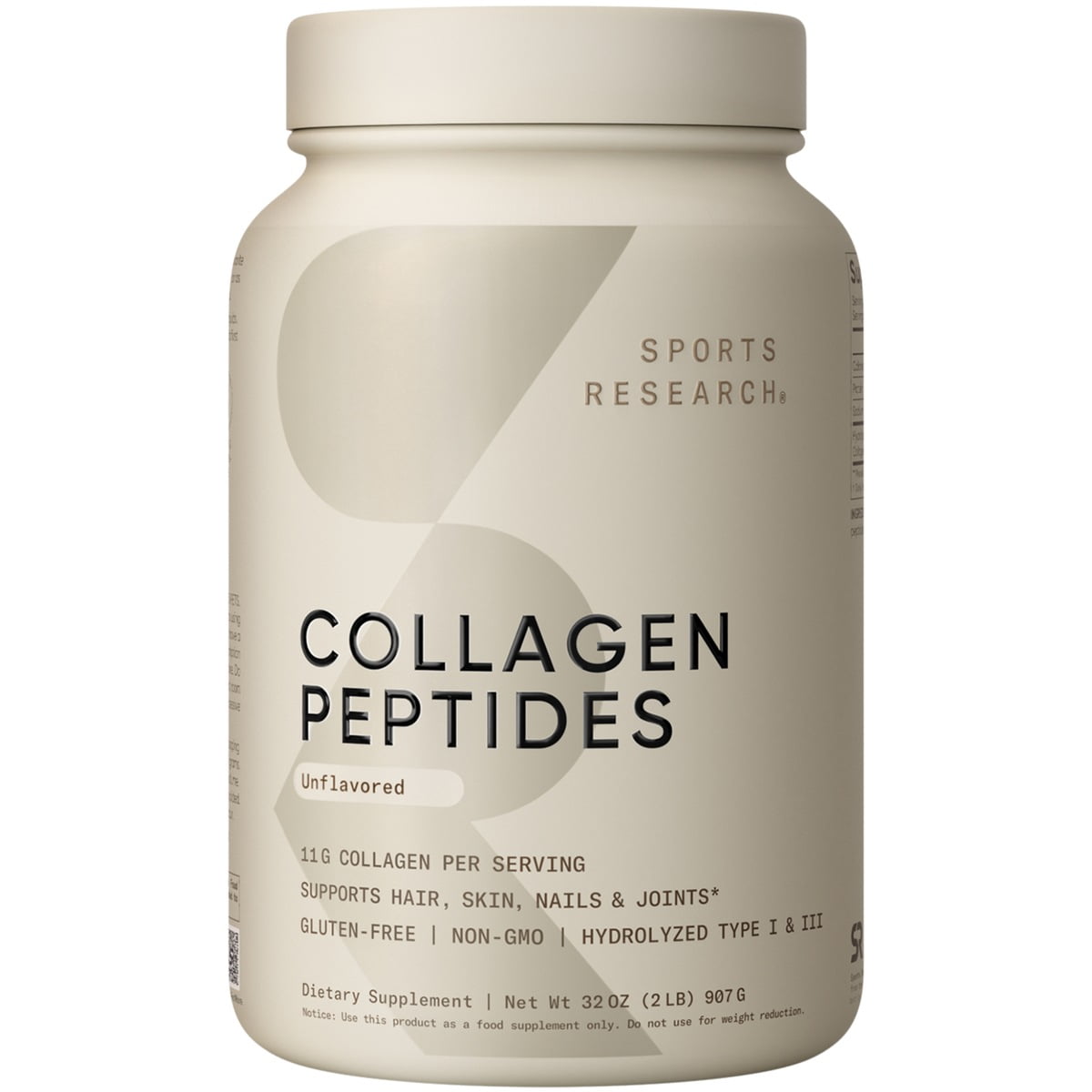 Sports Research Collagen Peptides - Hydrolyzed Type 1 & 3 Collagen Powder Protein Supplement (82 Servings)