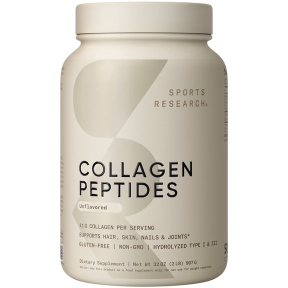 Sports Research Collagen Peptides Protein Powder 11g - Unflavored (82 Servings)