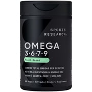 Sports Research  Vegan Omega 3 6 7 9 Complex 1635mg, 90 Count Plantgels