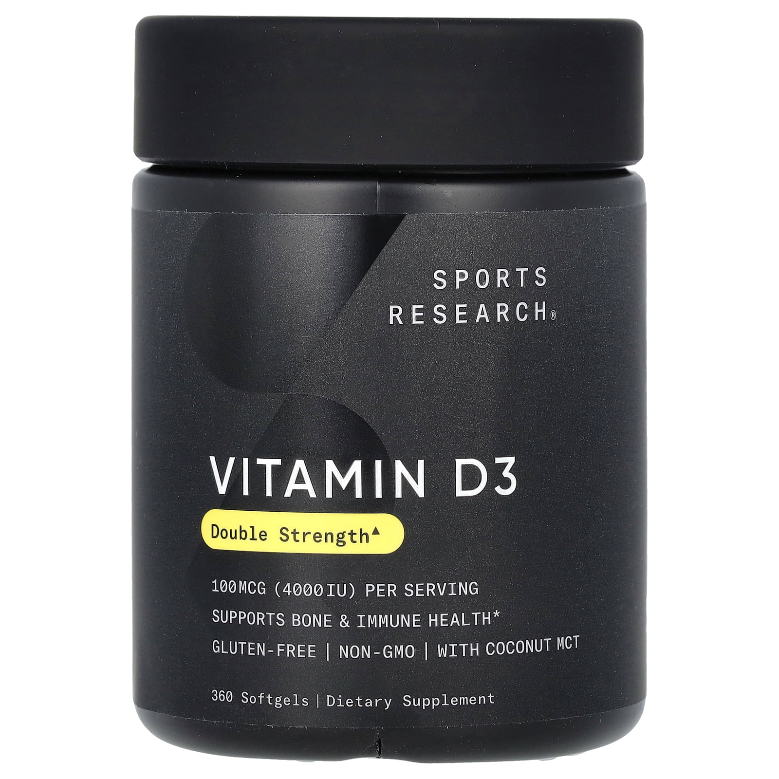 Sports Research Vitamin D3, Double Strength, 100 mcg (4,000 IU), 360 ...