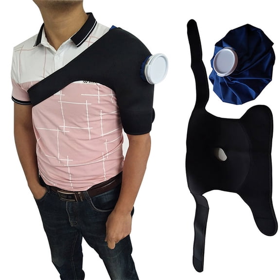 Sports Reusable Ice Pack Shoulder Back Knee Wrap for Cold and to Aid Recovery on the Field,One Size,Black