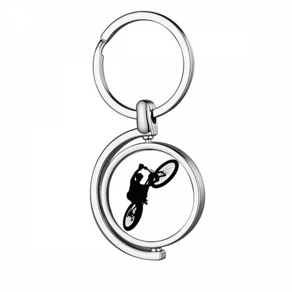 Sports Ride Jumping Bicycle Player Rotating Keychain Metal Keyring Holder